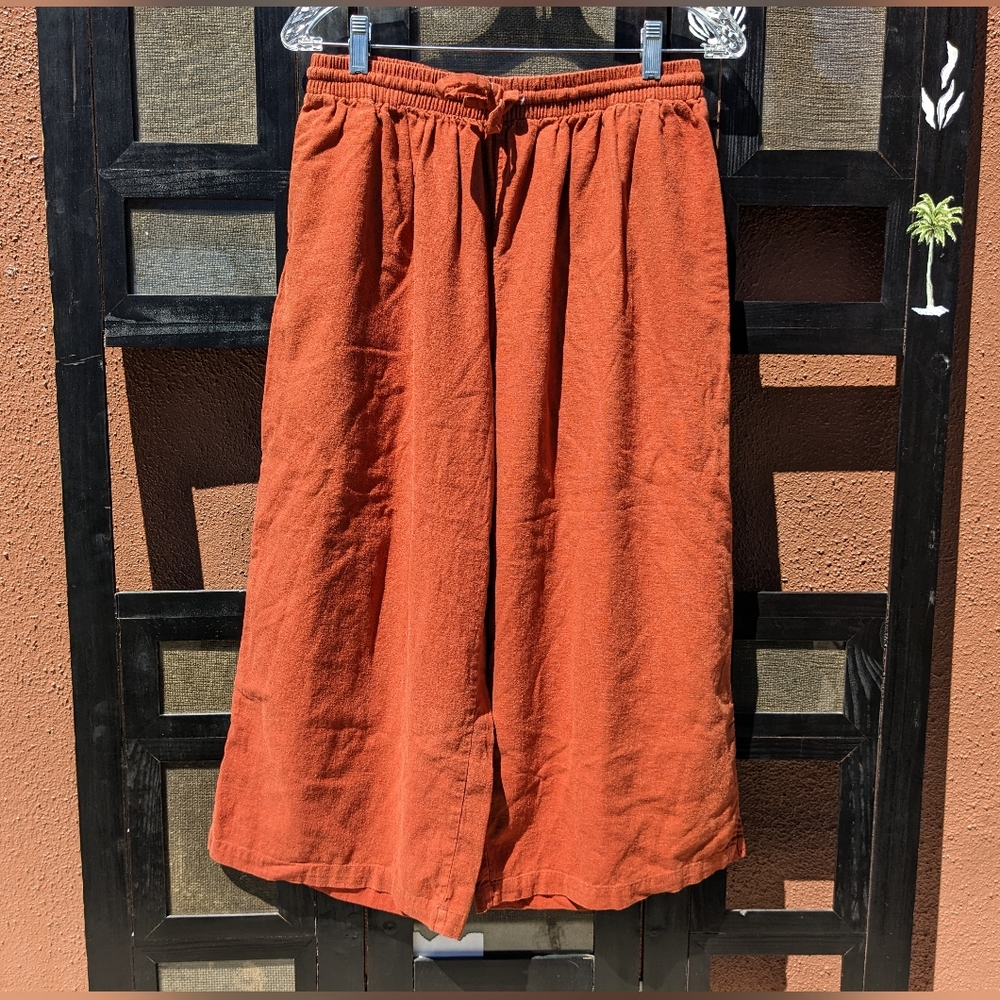 Brown/Rust/orange Capris Gauze style by Only Necessities linen and rayon